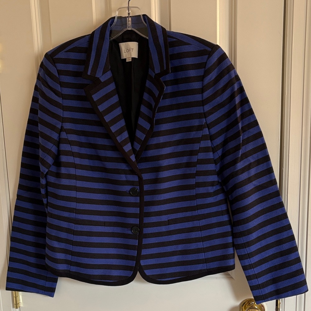 LOFT Women's Blazer with Blue and Black Stripes